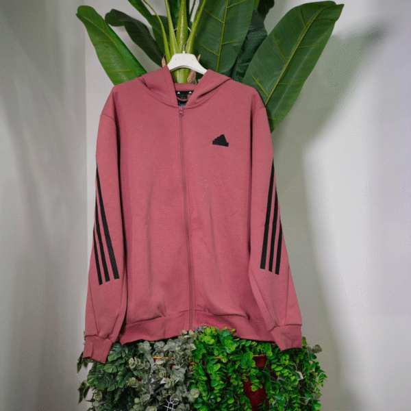 Adidas Future Icons 3-Stripes Full Zip Hoodie - Preloved Crimson - immagine 2