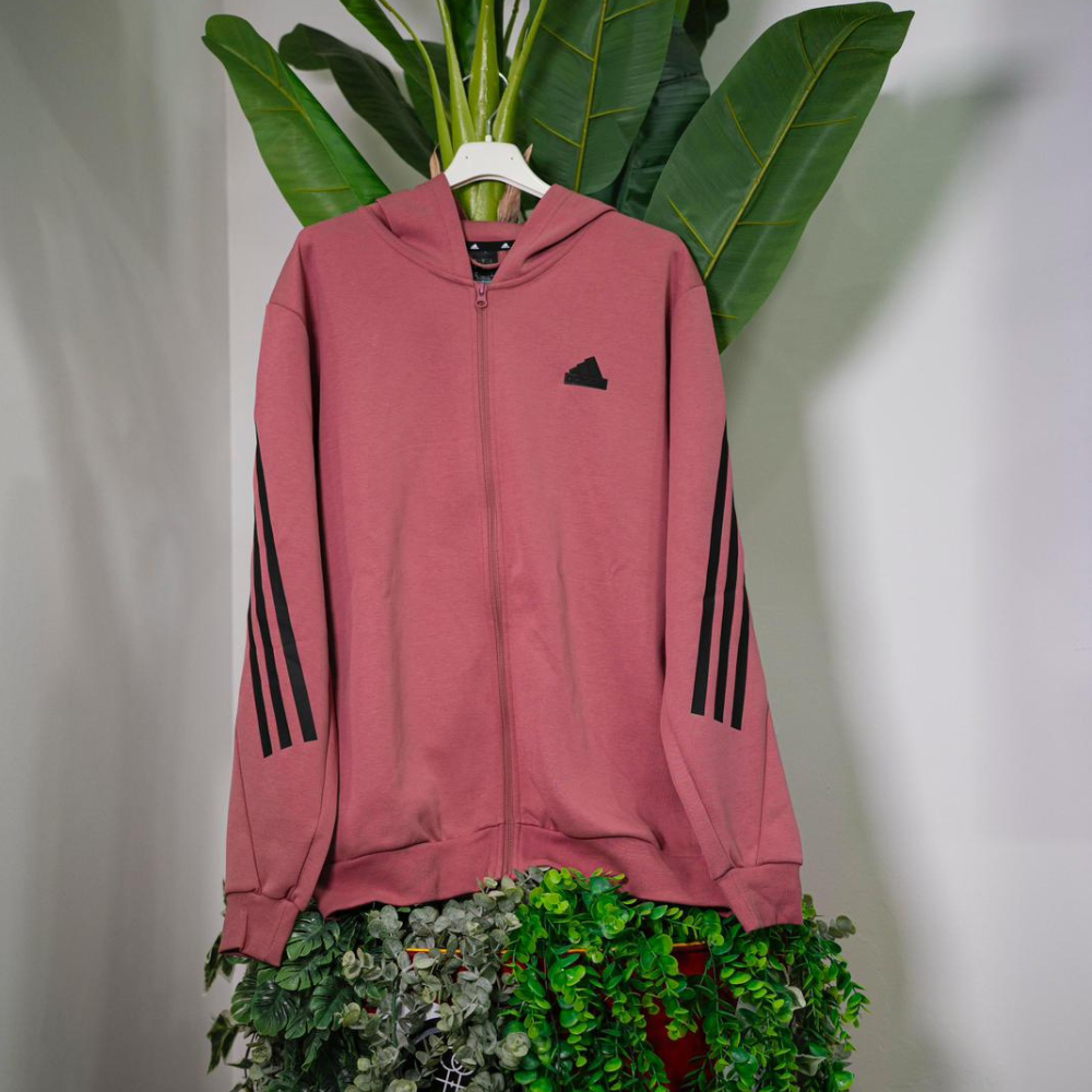 Adidas Future Icons 3-Stripes Full Zip Hoodie - Preloved Crimson - immagine 2