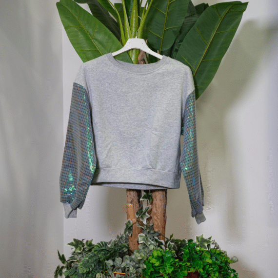 Vic Bee Felpa Grigia in Tessuto Fleece