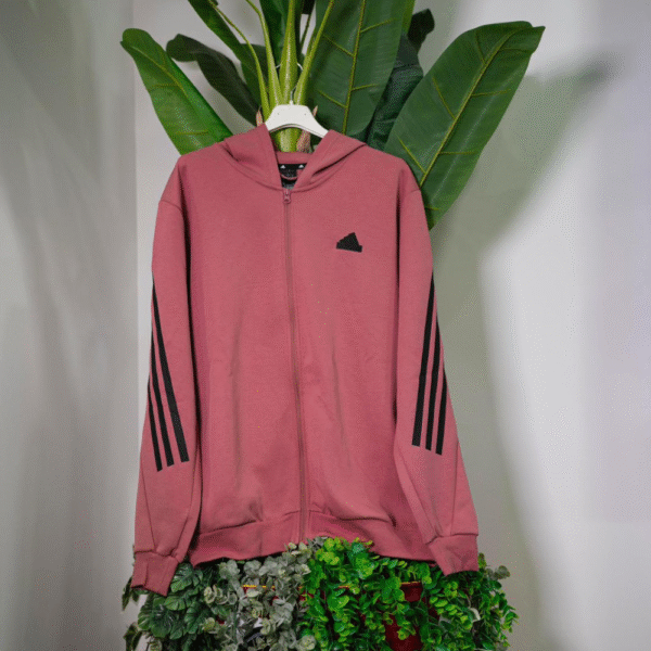 Adidas Future Icons 3-Stripes Full Zip Hoodie - Preloved Crimson