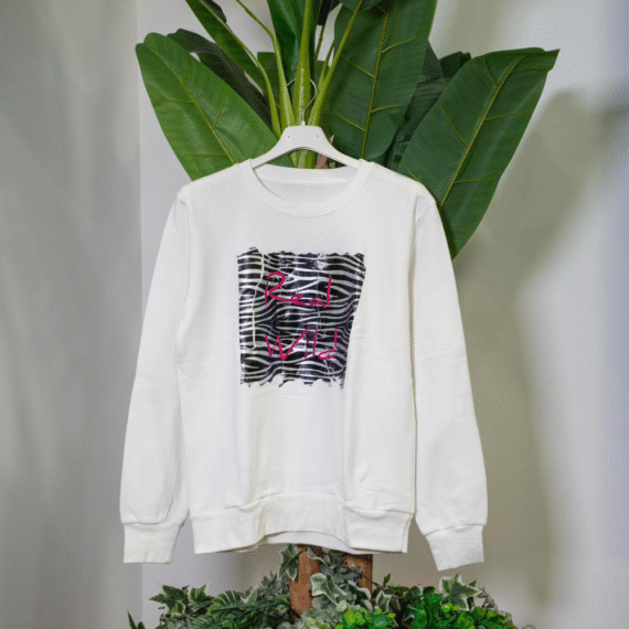 Vic Bee felpa girocollo bianca con stampa 'Red Wild'