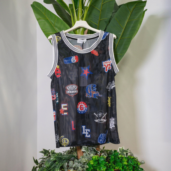 Gaelle Canotta in rete Allover Nera