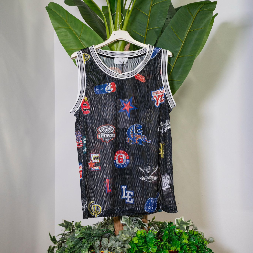 Gaelle Canotta in rete Allover Nera