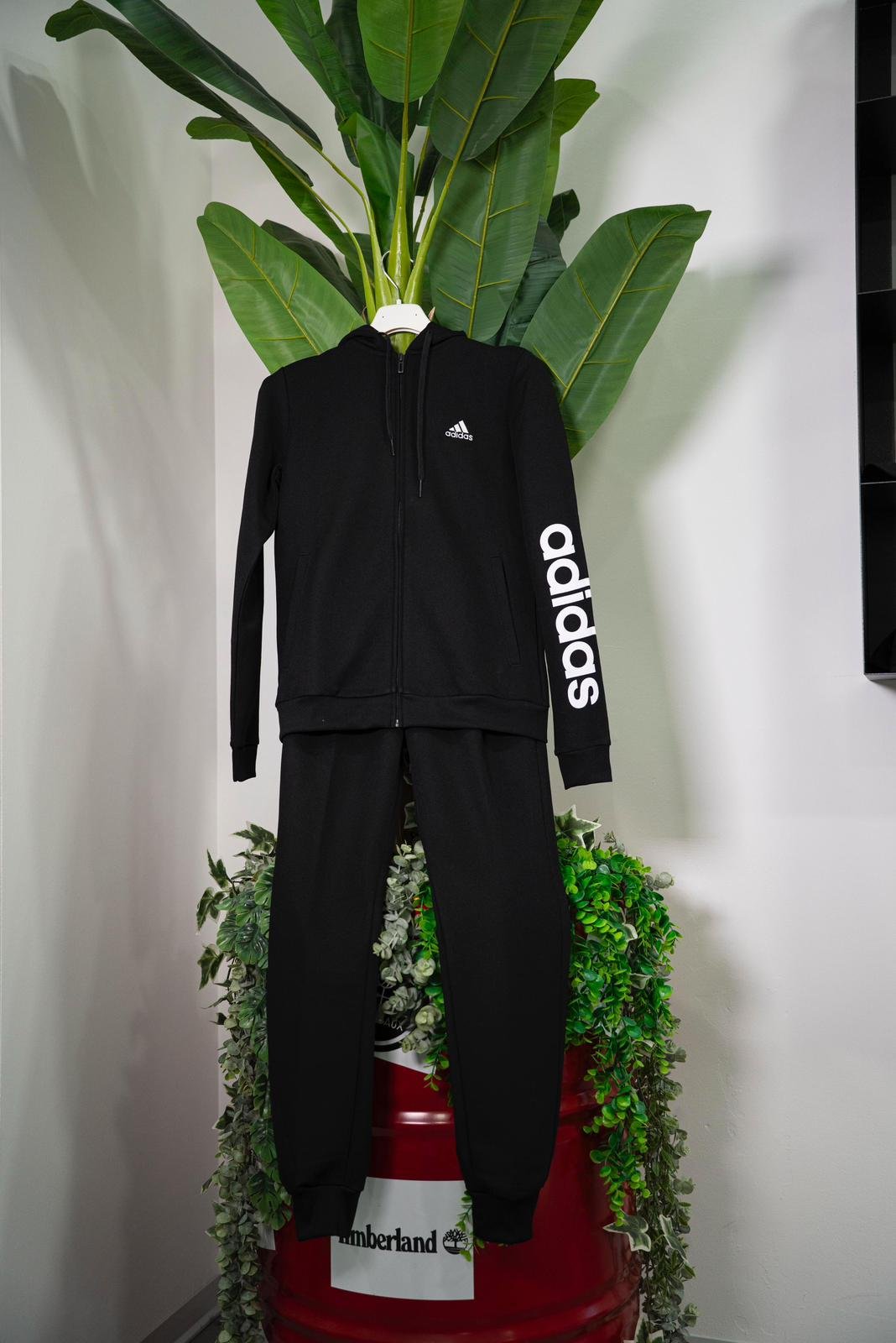 Adidas Tuta Essentials Logo French Terry - Black / White - immagine 2