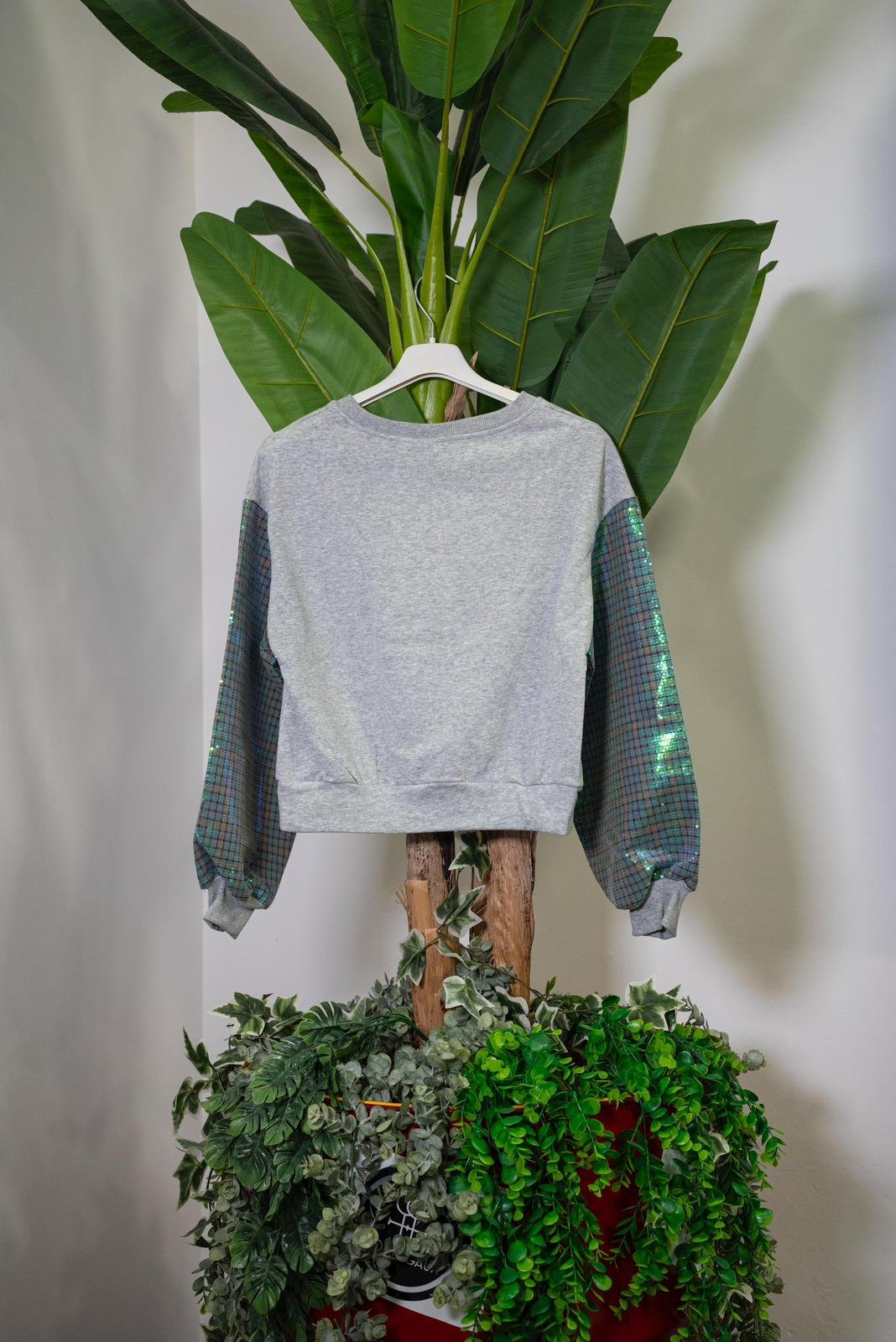 Vic Bee Felpa Grigia in Tessuto Fleece - immagine 3