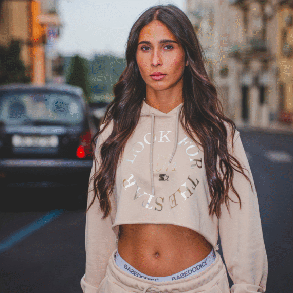 Felpa Starter Cropped con Cappuccio