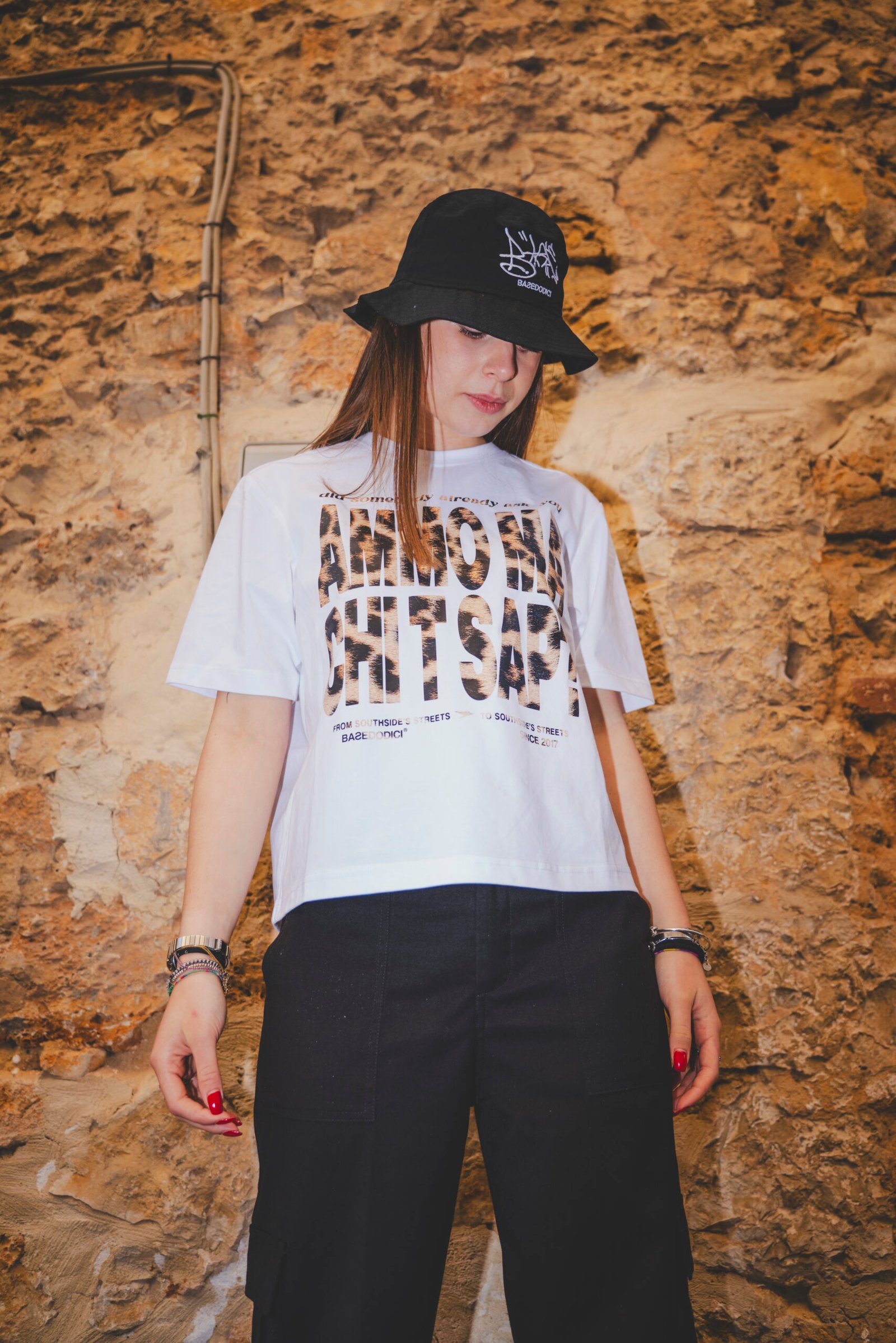Crop Top “AMMO” White Cow/Yellow - immagine 3