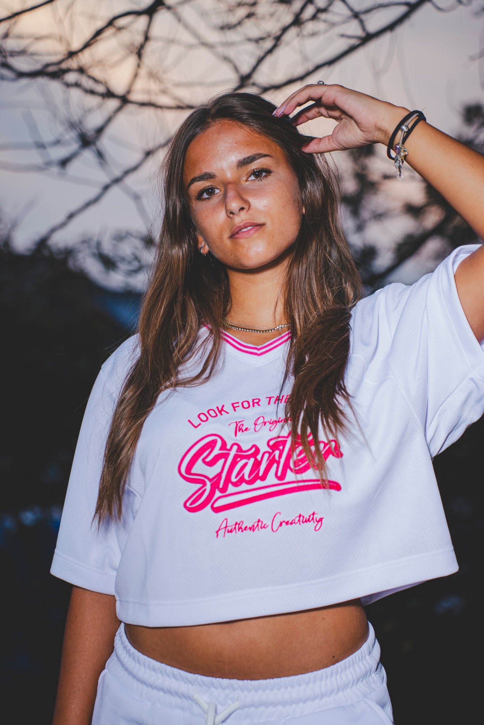 STARTER T-SHIRT BIANCA CROP IN TESSUTO A RETE - immagine 4