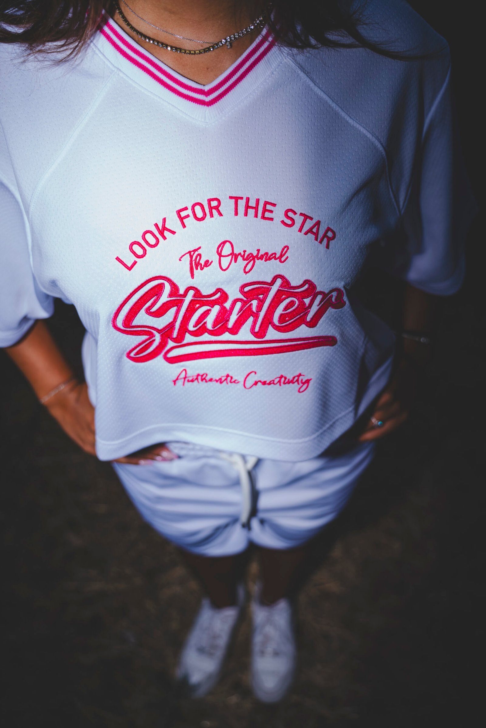 STARTER T-SHIRT BIANCA CROP IN TESSUTO A RETE - immagine 2