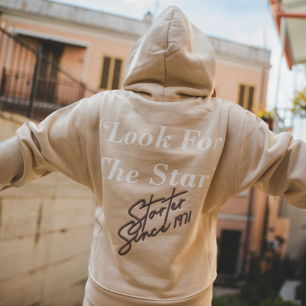 Starter Felpa Crop con Cappuccio Bimba color avana