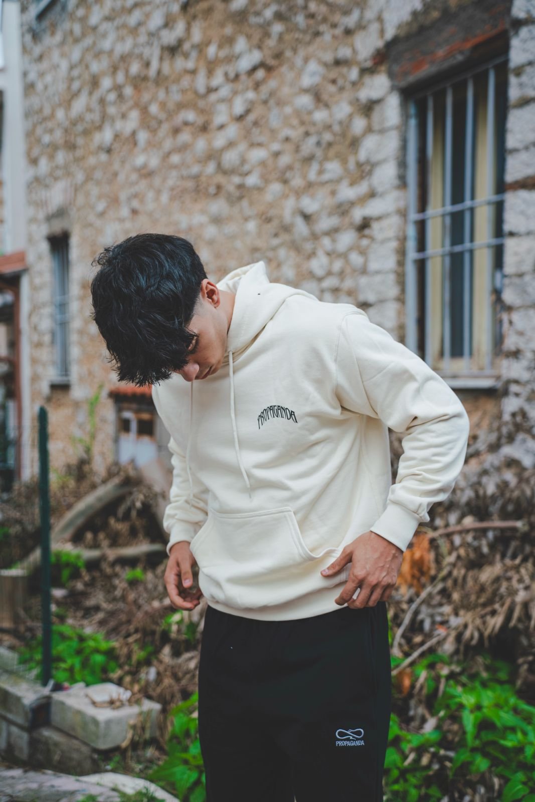 PROPAGANDA TRIANGLE WEB HOODIE BEIGE - immagine 3