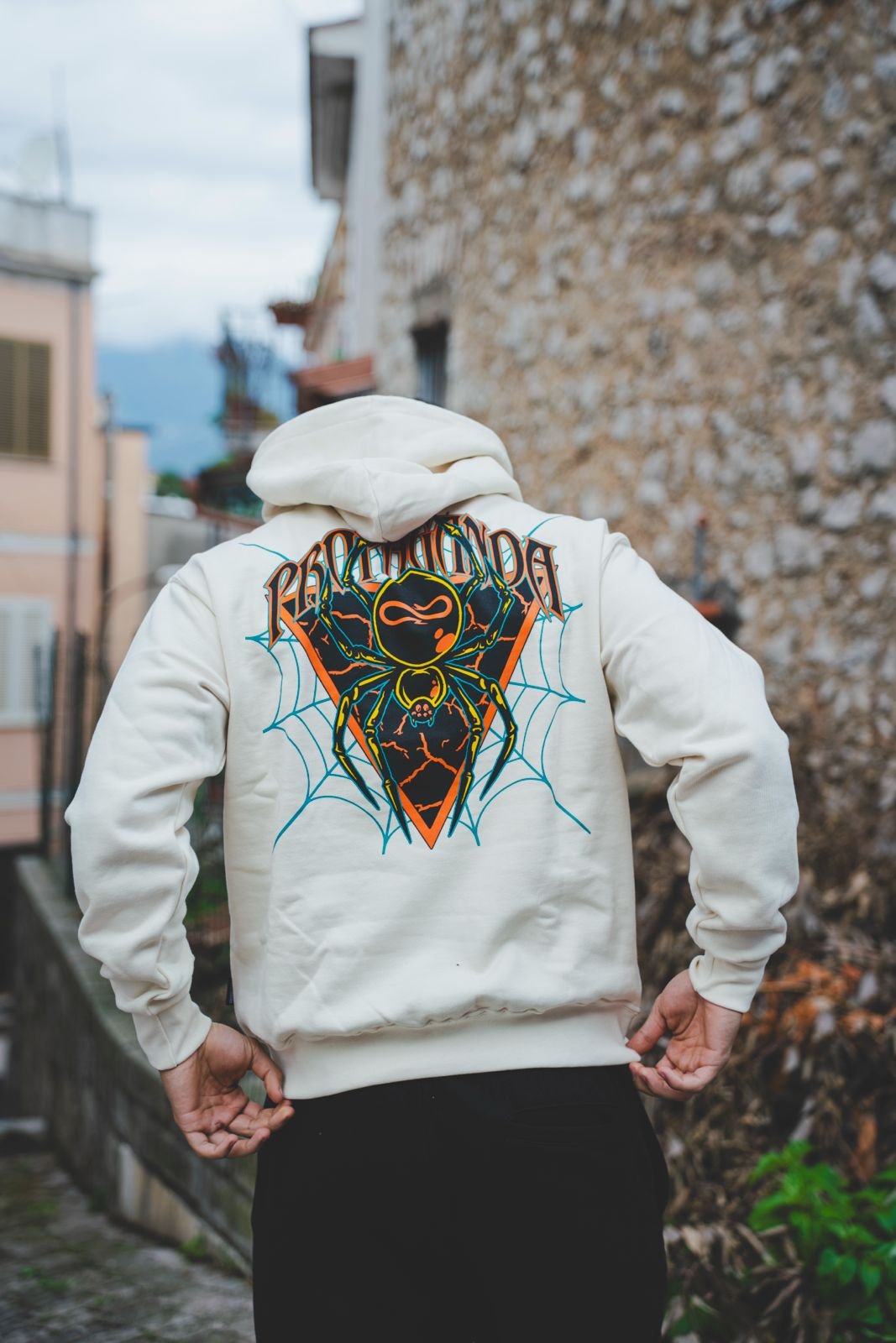 PROPAGANDA TRIANGLE WEB HOODIE BEIGE - immagine 2