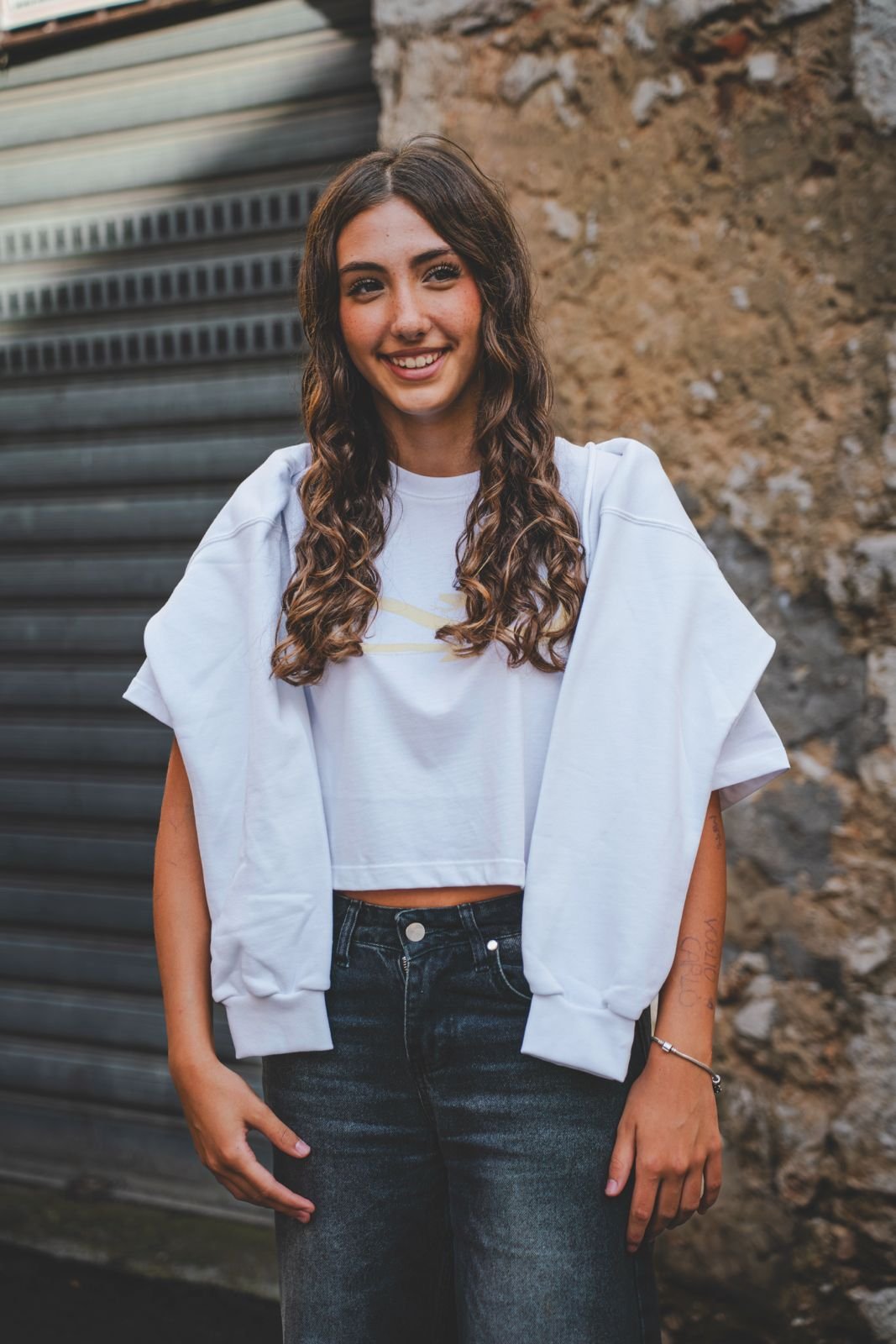 Propaganda Crop Hoodie Logo Woman Silkscreen Bianca - immagine 3