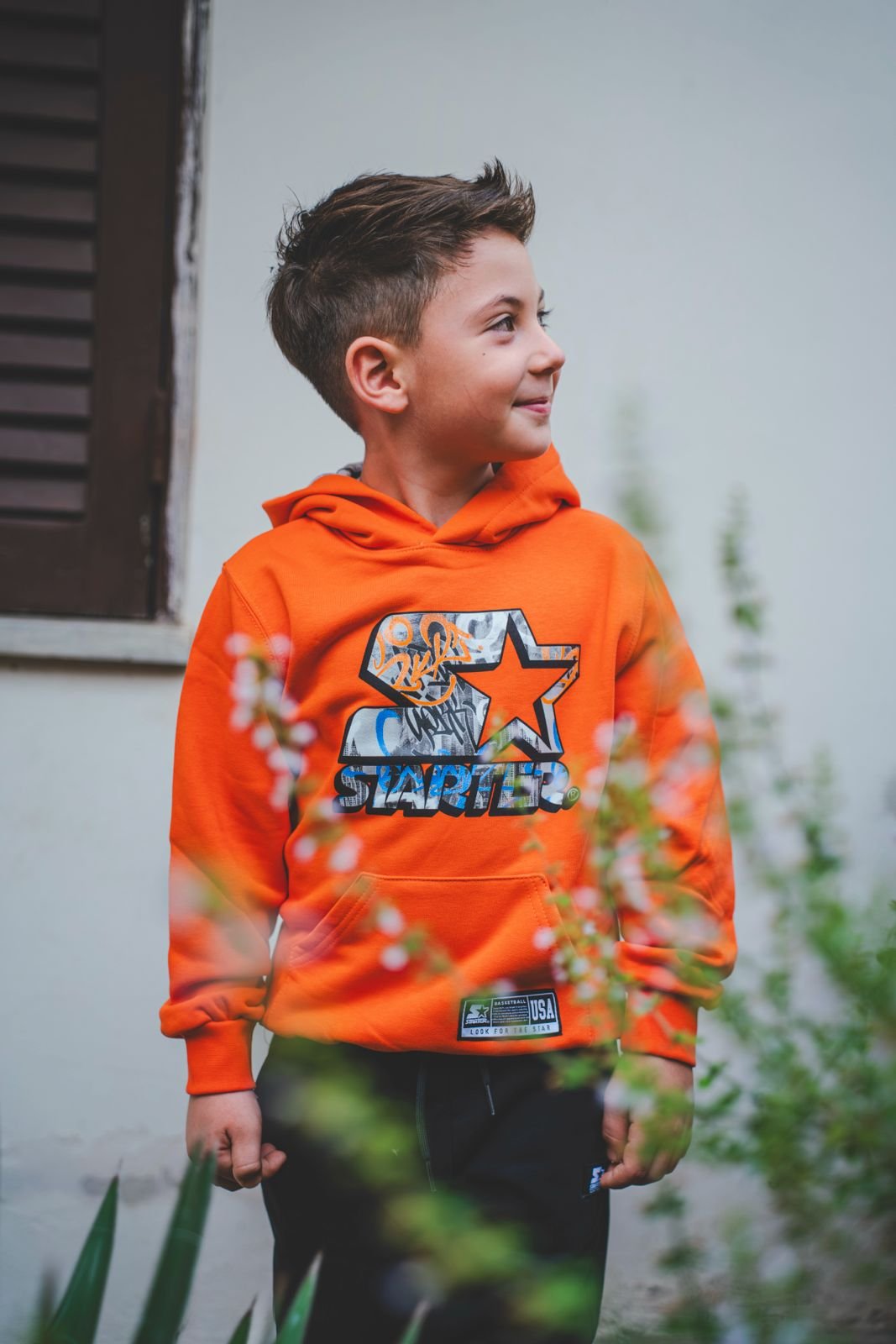 STARTER FELPA CON CAPPUCCIO NY ARANCIONE - immagine 3