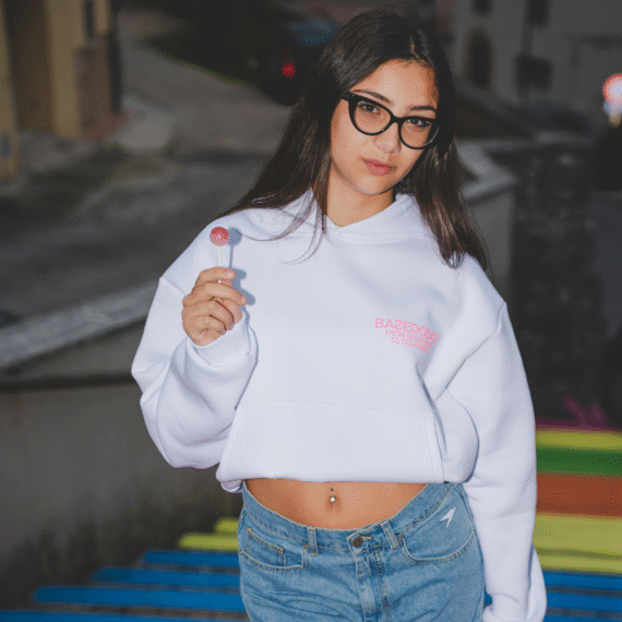 HOODIE "AMMO" CHI'T'SAP WHITE/GLITTER BUBBLE PINK
