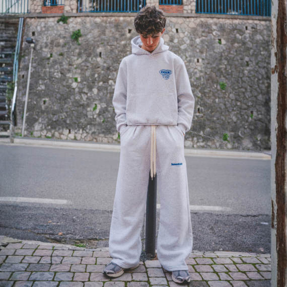 FLEECE PANTS "COMFY" FRONT LOGO ASHGREY/BLUE