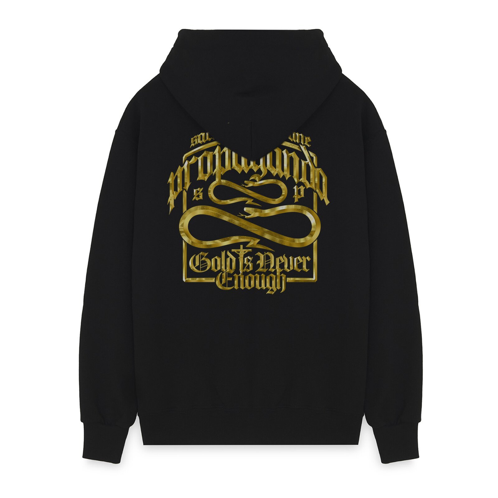 PROPAGANDA LABEL GOLD HOODIE BLACK - immagine 2