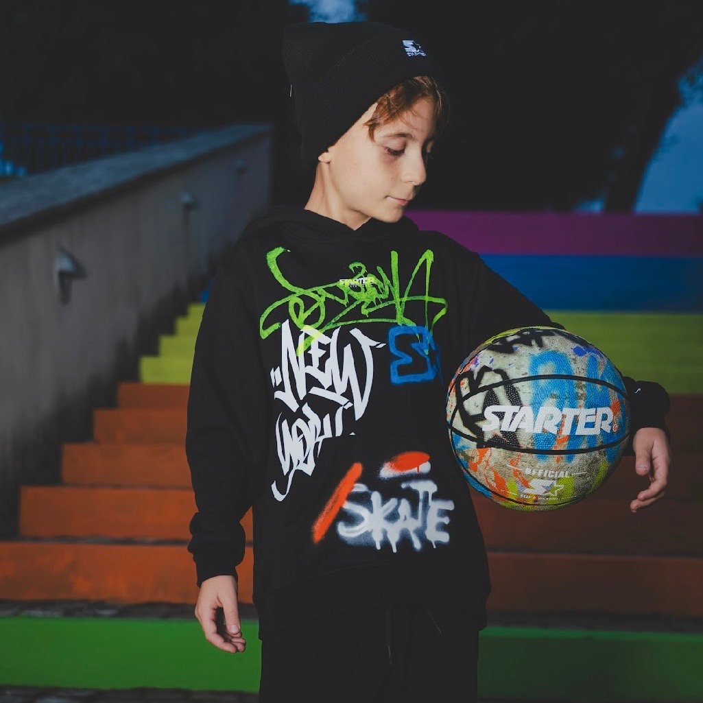 STARTER FELPA CON CAPPUCCIO GRAFICHE COMPOSTE NERO