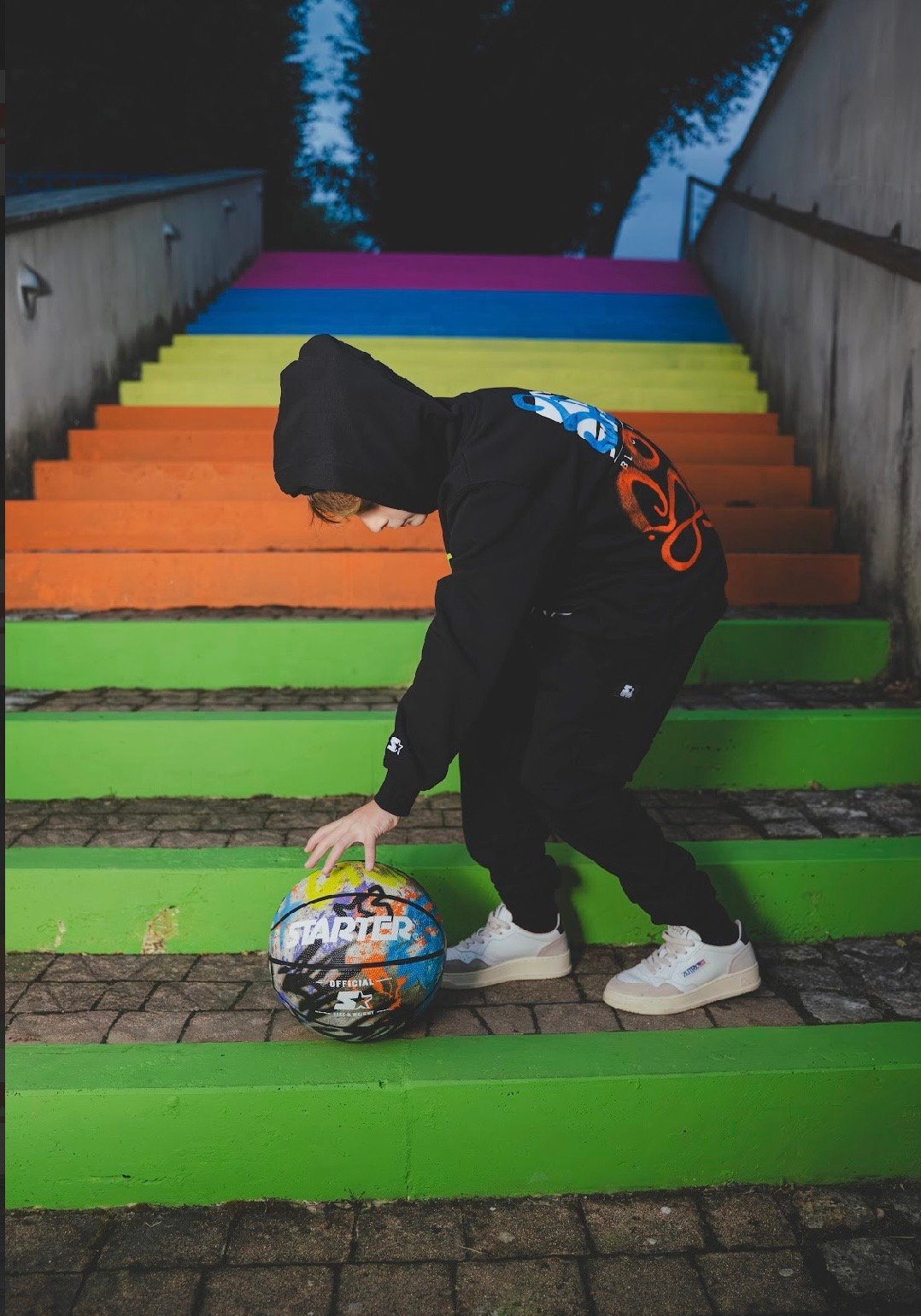 STARTER FELPA CON CAPPUCCIO GRAFICHE COMPOSTE NERO - immagine 3