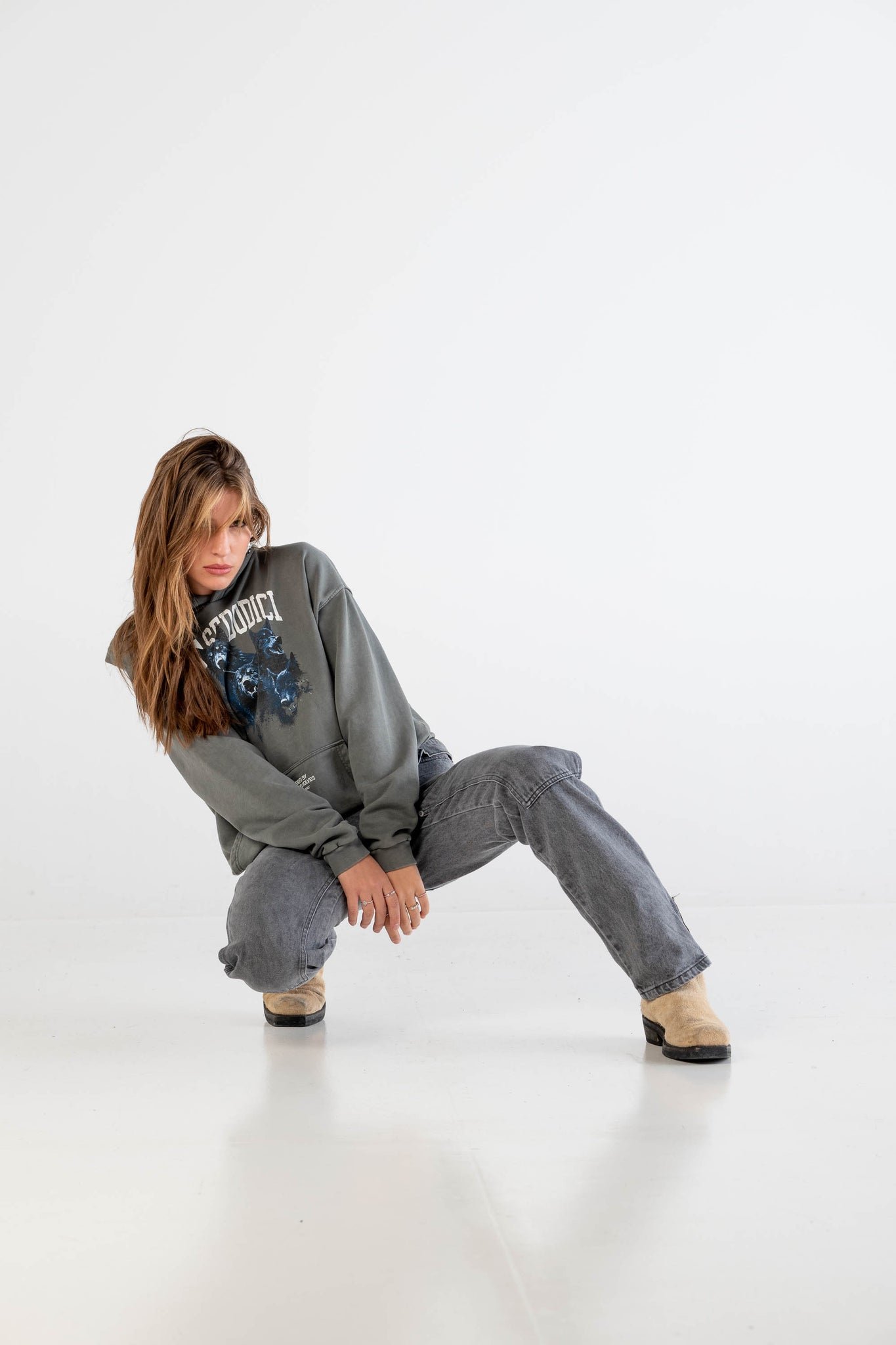 BASEDODICI HOODIE “DYSTOPIA” WOLVES STONE WASHED - immagine 3