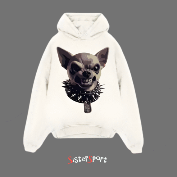 PHOBIA WHITE HOODIE WITH FRONT DOG