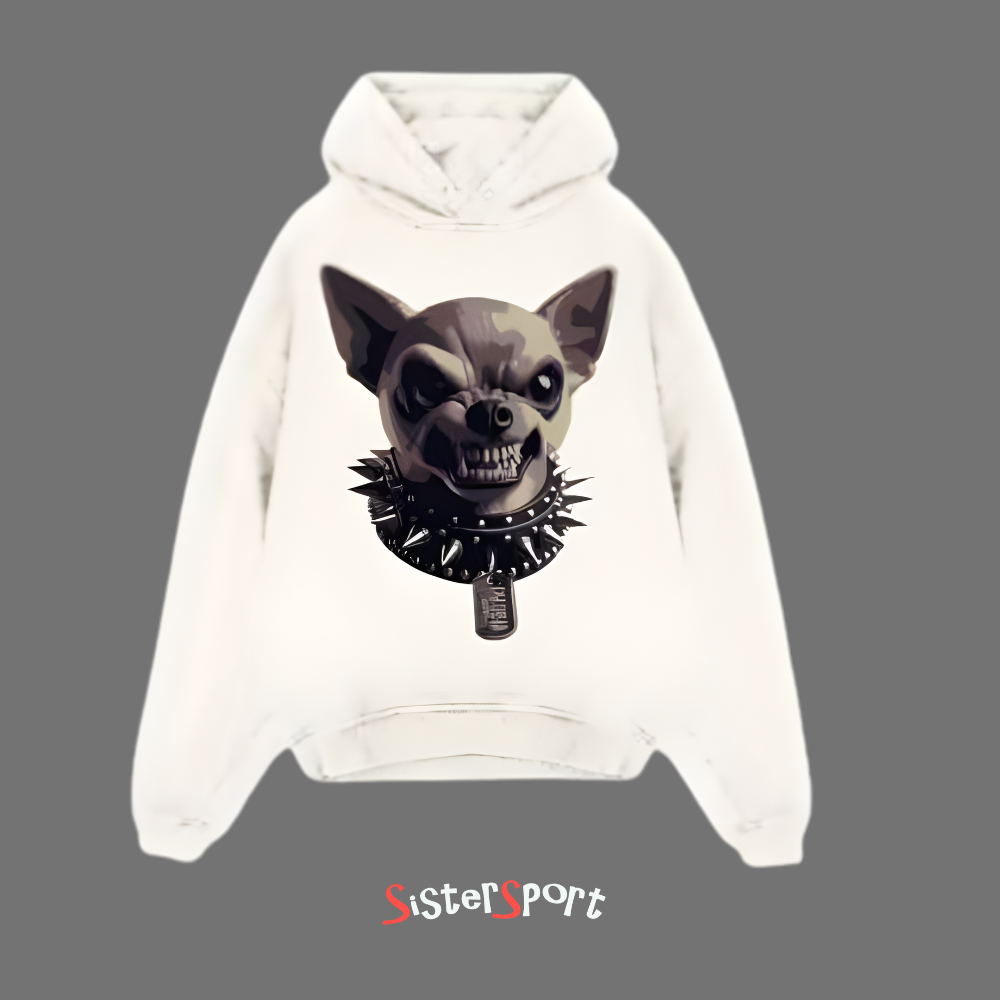 PHOBIA WHITE HOODIE WITH FRONT DOG