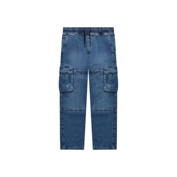 SCORPION BAY PANTALONI JOGGER CARGO IN DENIM BAMBINO