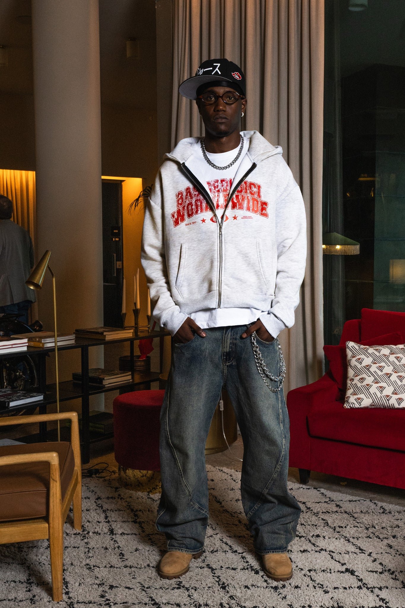 BASEDODICI FULL ZIP ''WORLD TOUR'' WORLDWIDE ASHGREY - immagine 4