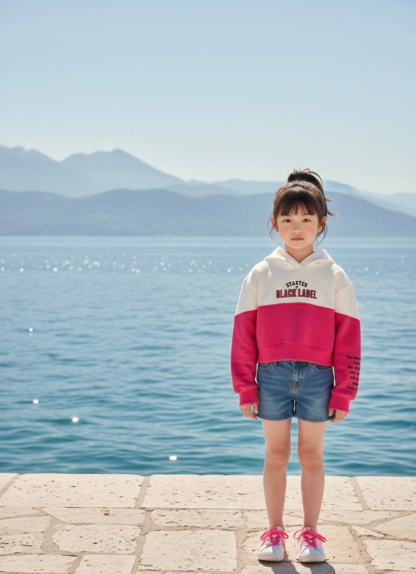 STARTER FELPA CROP BIMBA MAGENTA/PANNA - immagine 2