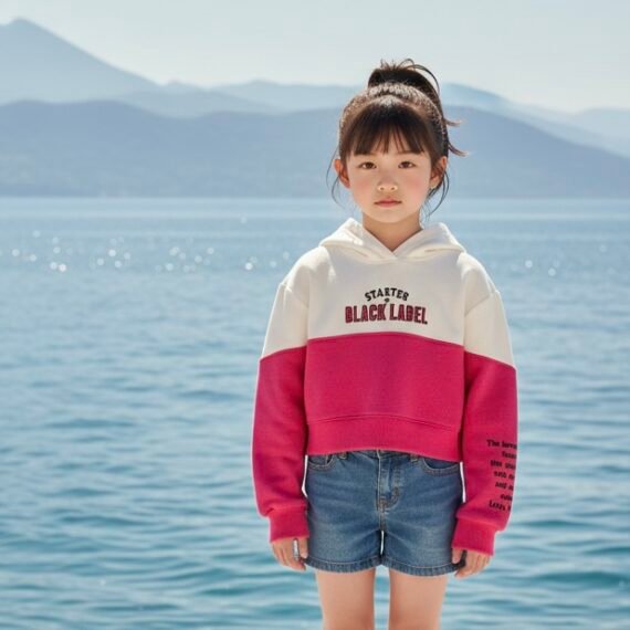 STARTER FELPA CROP BIMBA MAGENTA/PANNA