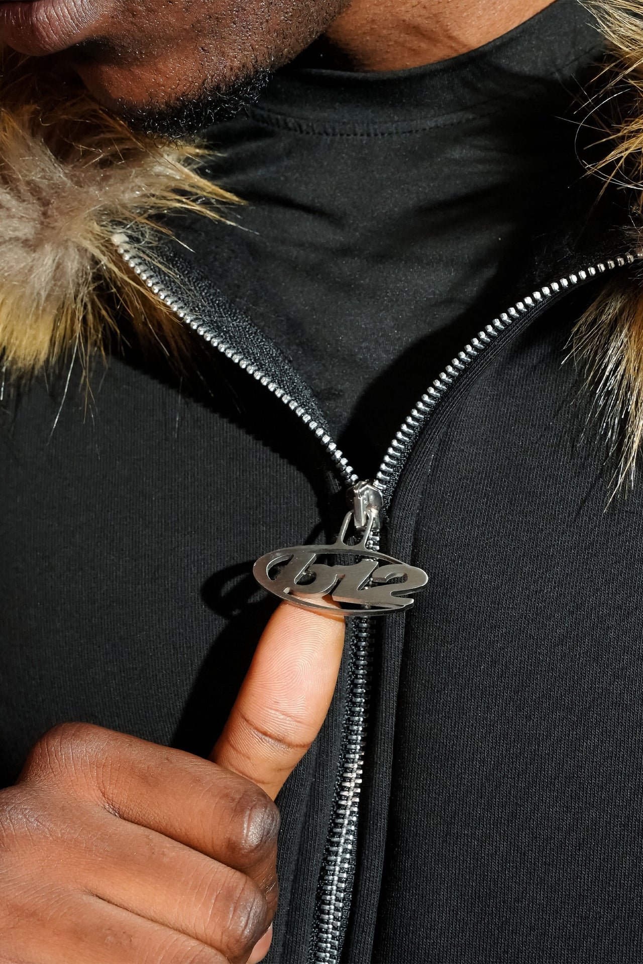 BASEDODICI FULL ZIP ''RUDE DIAMOND'' FAUX FUR SCRIPT BLACK - immagine 4