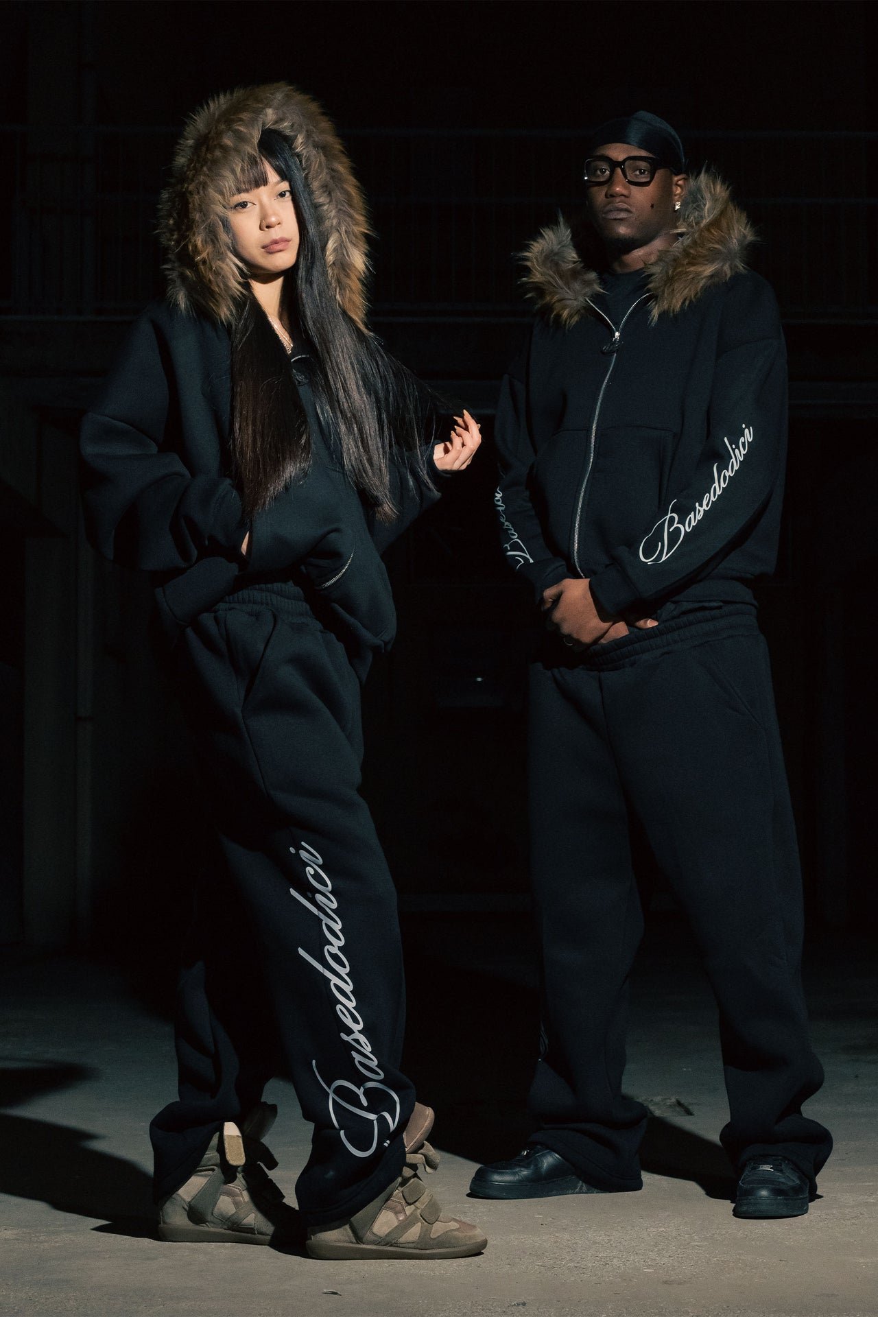 BASEDODICI FLEECE PANTS "RUDE DIAMOND" SCRIPT BLACK - immagine 2