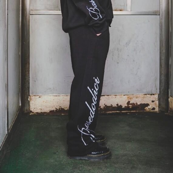 BASEDODICI FLEECE PANTS "RUDE DIAMOND" SCRIPT BLACK