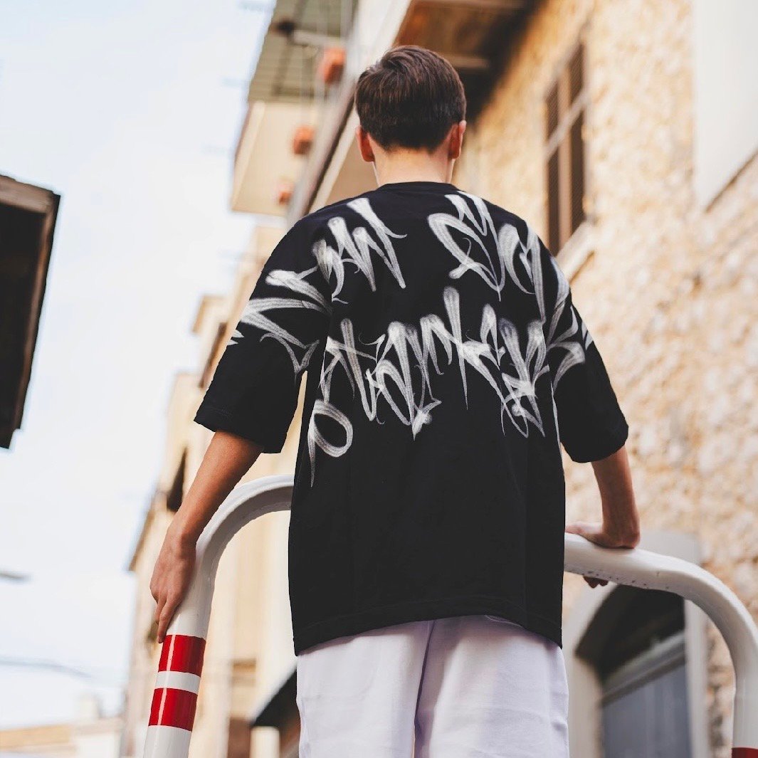 STARTER T-SHIRT RELAXED FIT GRAFFITI STATEMENT NERO
