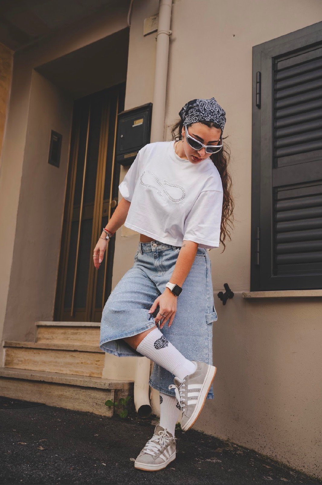 PROPAGANDA CROP TEE LOGO STUDS WOMAN - immagine 5