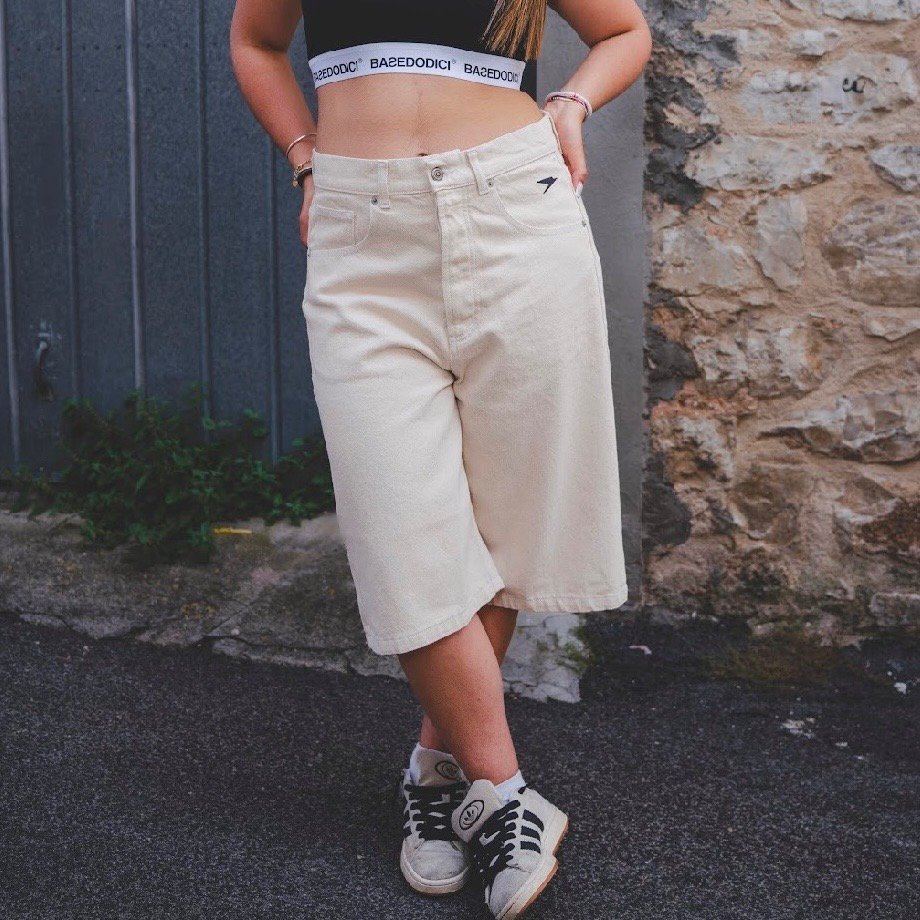 BASEDODICI JORTS “LIVE FAST” CREMA