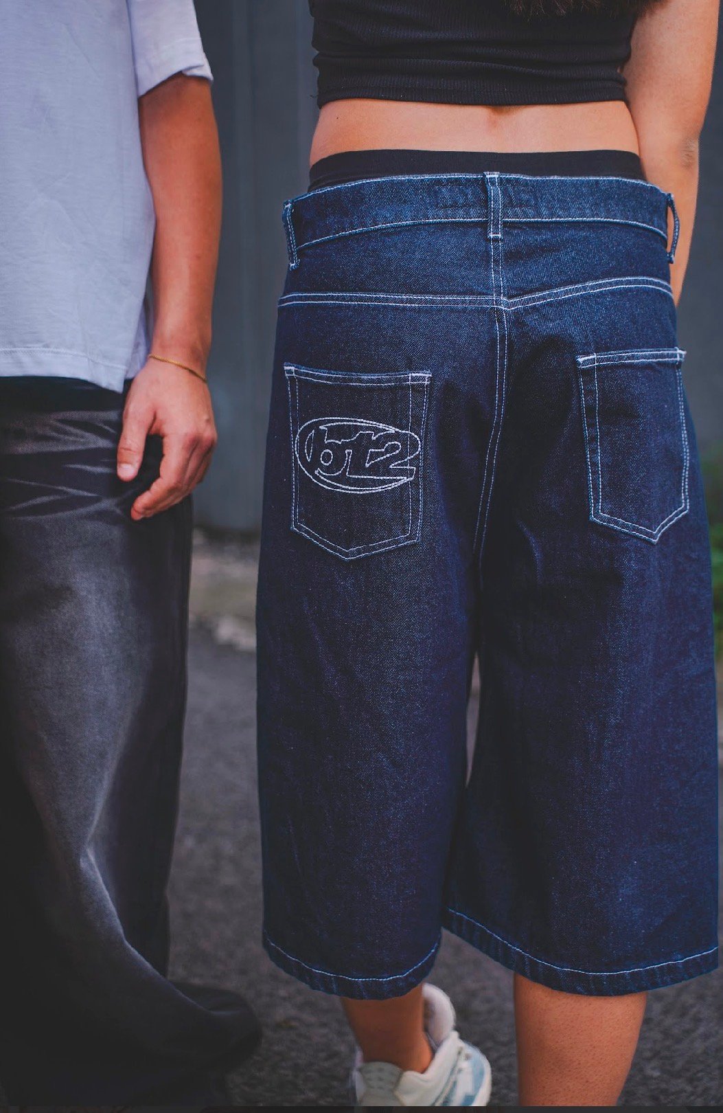 BASEDODICI JORTS ''LIVE FAST'' DENIM RAW - immagine 3